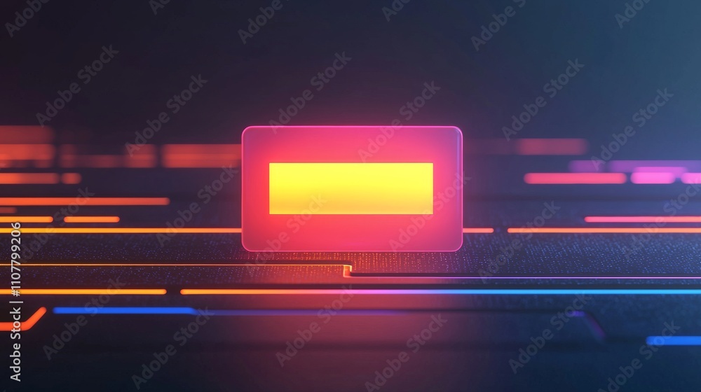 Aufkleber a glowing rectangular shape on a dark background, surrounded by vibrant colored lines, creating a mo