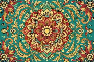 Different colour floral patterned wallpaper