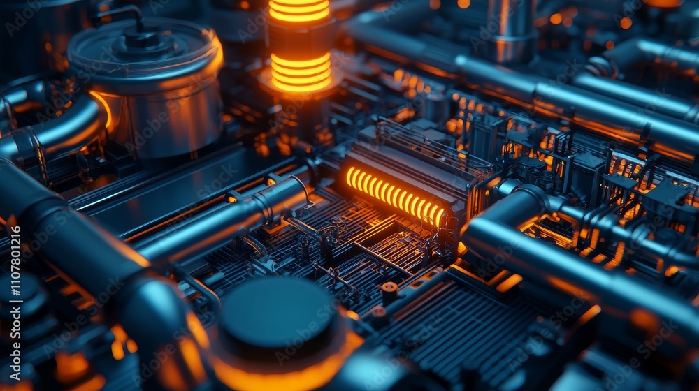 Aufkleber a close-up view of an intricate circuit board with glowing elements, showcasing a blend of technolog