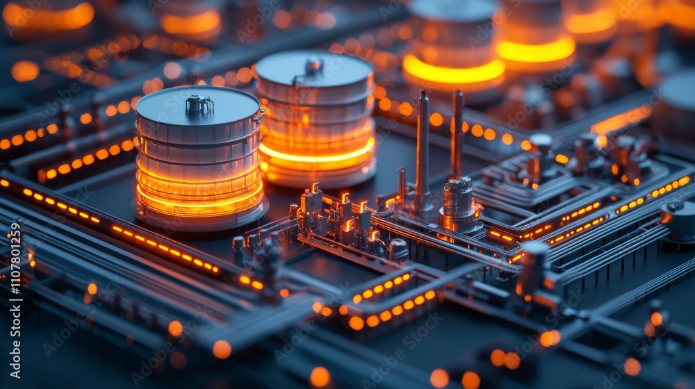 Aufkleber a futuristic circuit board with glowing orange elements showcases intricate technology and design, e