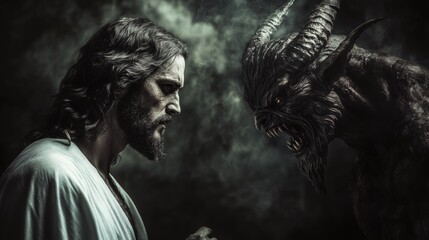 Fototapeta premium Jesus vs Satan