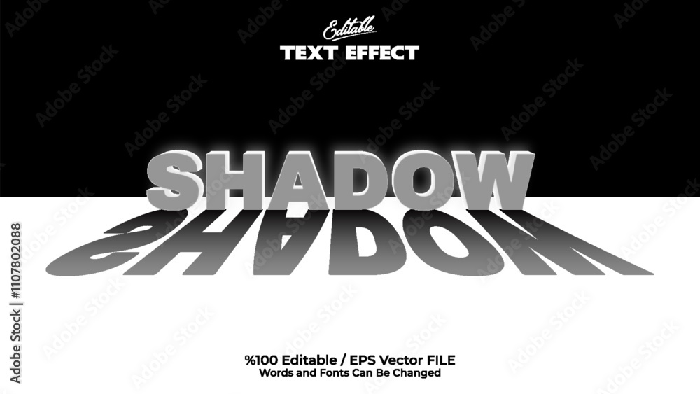 Poster long shadow style editable shadow text effect