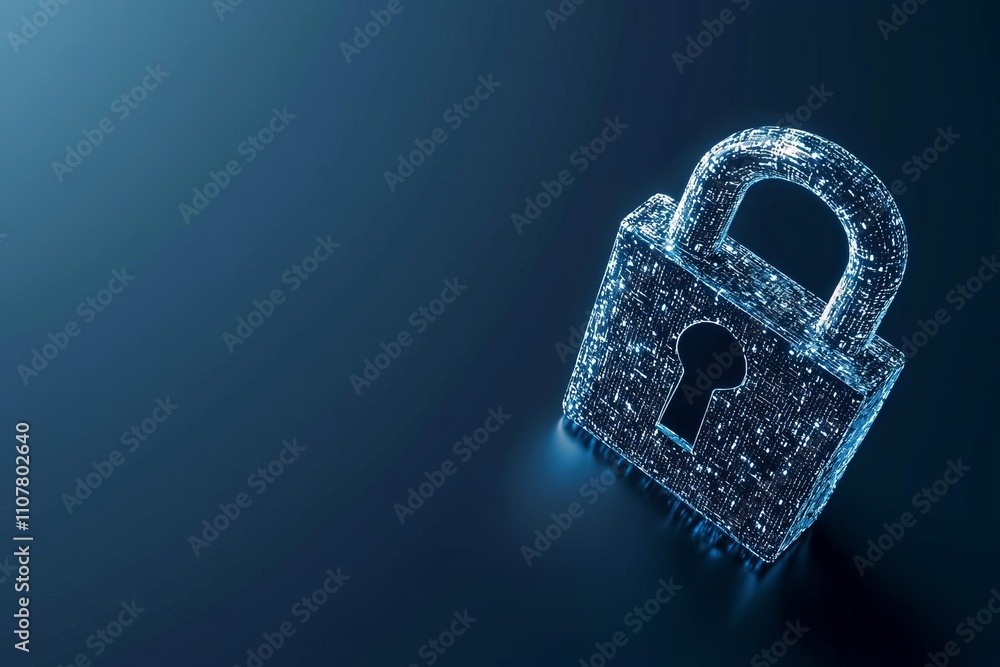 Poster anti tracking security concept. digital security lock symbolizing data protection and cybersecurity 