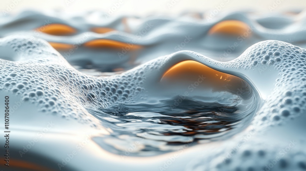 Aufkleber abstract geometry with water surface 3d rendering