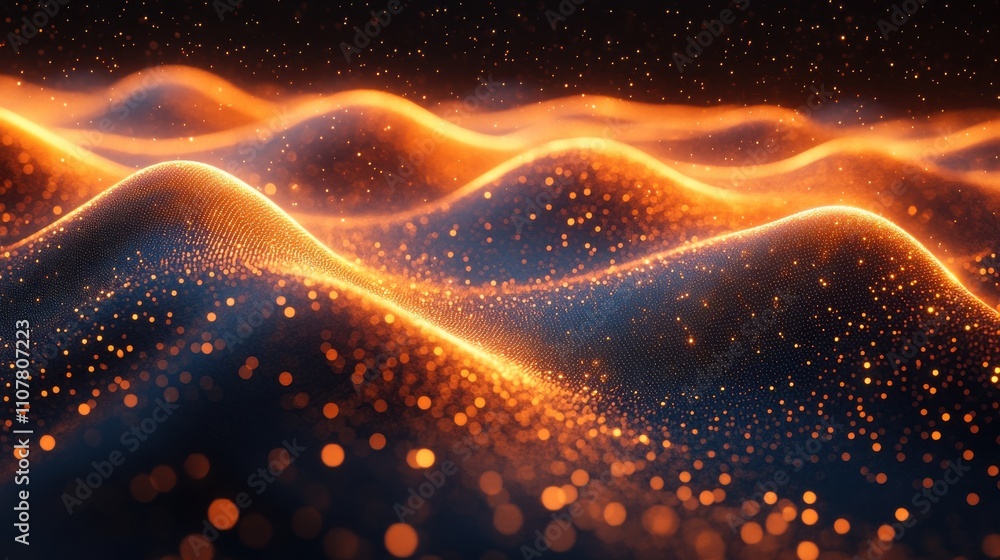 Poster abstract wave particles background 3d rendering
