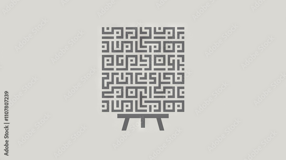 Aufkleber abstract geometric canvas art. gray geometric pattern on an easel; symbolizes complexity, hidden mea
