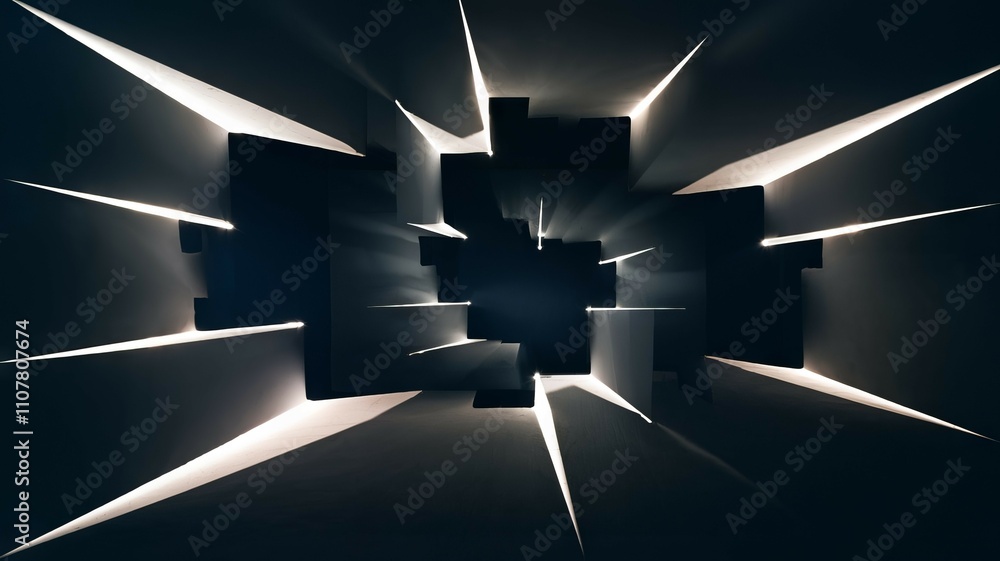 Aufkleber dark abstract light tunnel. glowing lines converge, creating a mysterious and futuristic tunnel effe