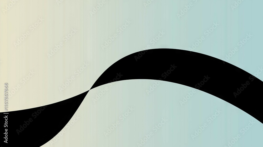 Poster abstract black wave design. elegant flowing black curve on soft gradient background. symbolizes tran