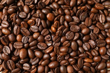 Fototapeta premium Coffee beans background, close up 