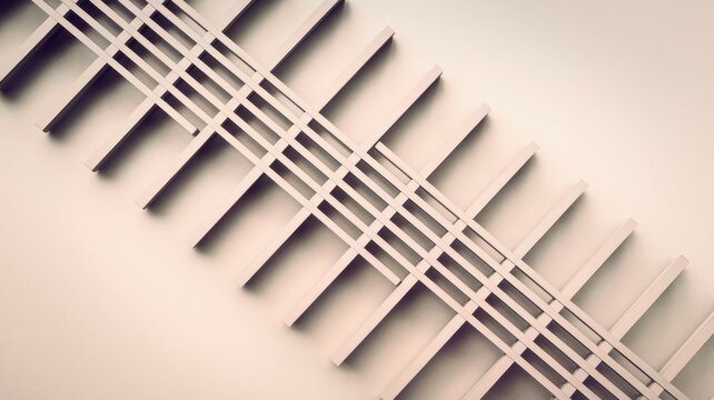 Geometric wall design. Abstract architectural grid;  modern, minimalist design evokes feelings of order and structure.