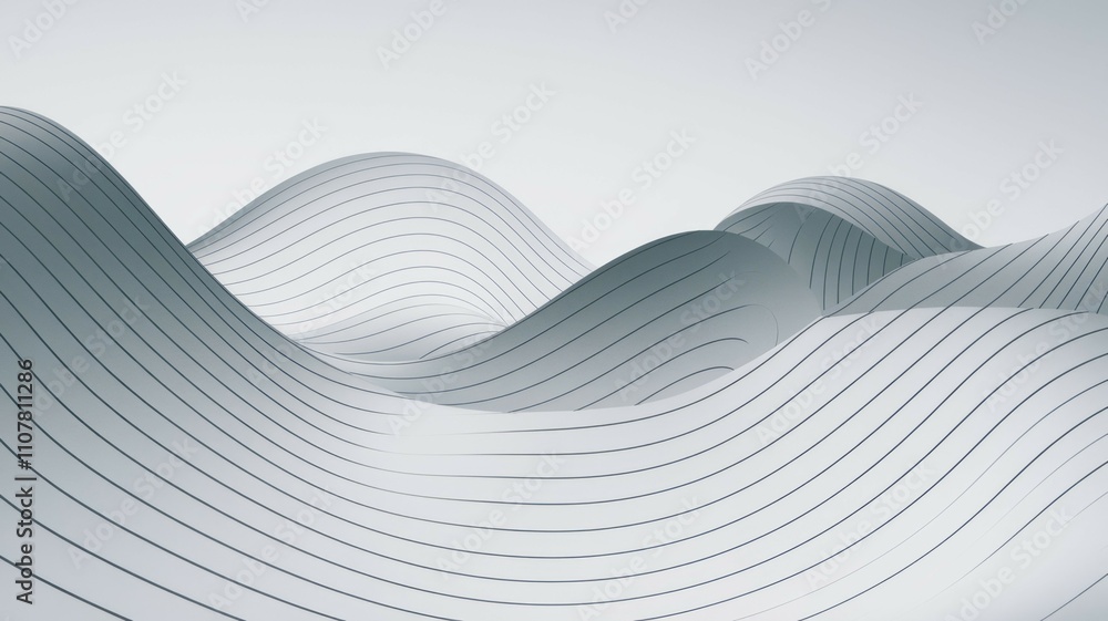 Aufkleber abstract white waves. elegant flowing lines create a serene landscape; symbolizes growth and continu