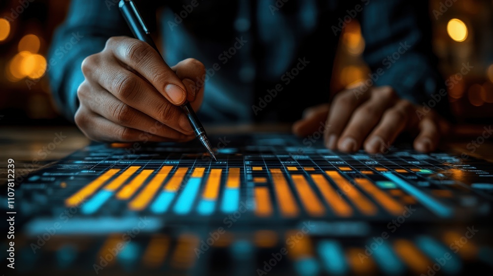 Poster analyst working in business analytics and data management system to make report with kpi and metrics