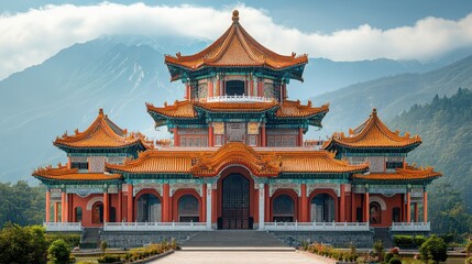 Fototapeta premium ancient building and blue sky in yunnan china