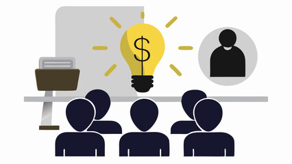 business idea to make money presentation, investment discussion concept, businessman present money idea lightbulb