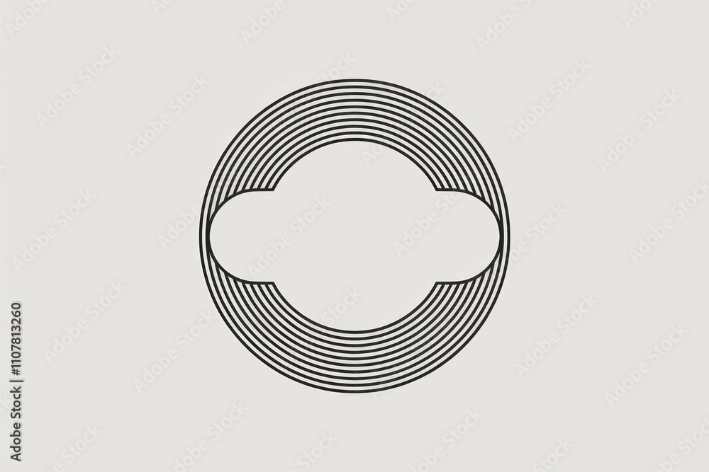 Poster circular lines abstract design. modern geometric art; simple lines create a visually appealing, bala