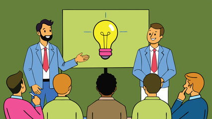 business idea to make money presentation, investment discussion concept, businessman present money idea lightbulb