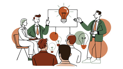 business idea to make money presentation, investment discussion concept, businessman present money idea lightbulb