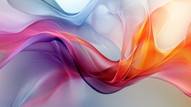 Abstract representation of joy, flowing lines and vibrant colors, sense of lightness and happiness, dynamic composition.