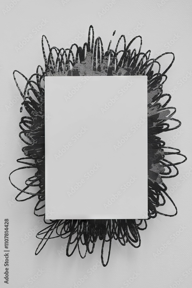 Poster blank note card frame. stylish monochrome card mockup; empty space for text or image. symbolizes cre
