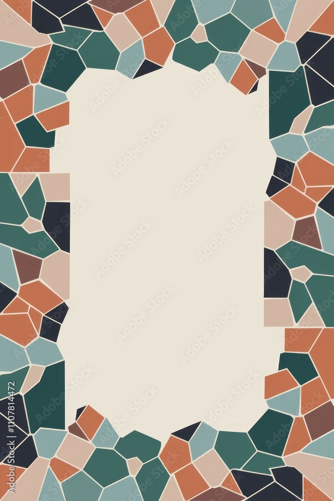 Poster geometric mosaic frame. elegant mosaic border design; ideal for invitations, cards, or adding a styl