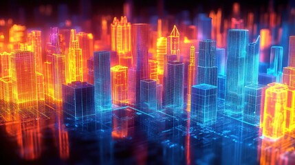 Neon Cityscape: A Digital Metropolis at Night