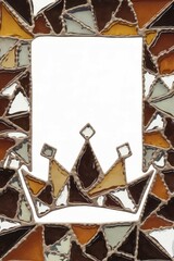Crown mosaic frame. Elegant mosaic crown design, perfect for regal themes.  Symbolizes royalty and achievement.