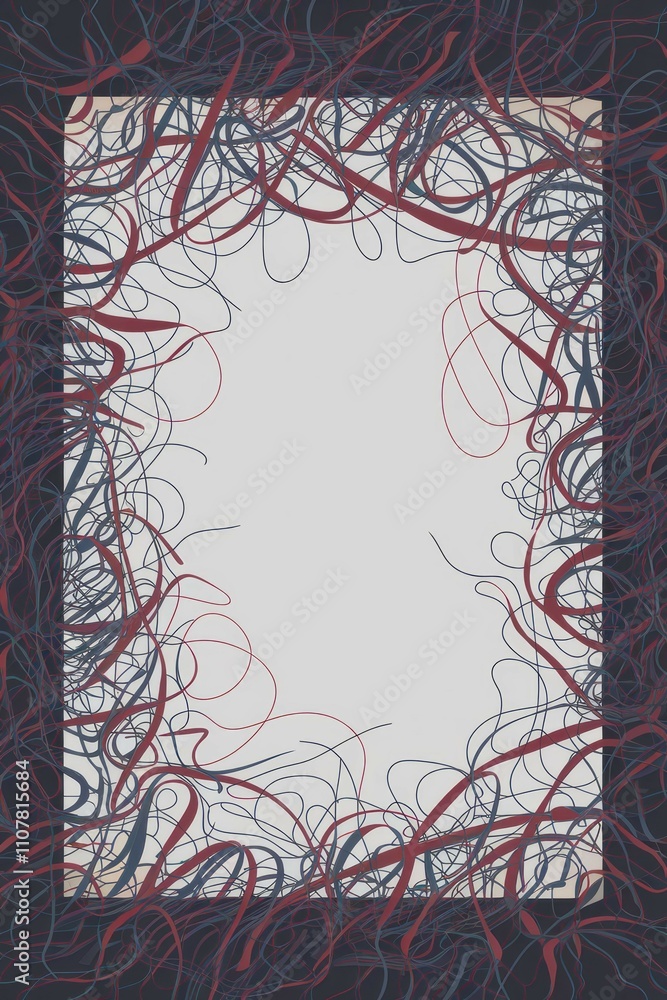 Aufkleber abstract frame design. elegant, tangled lines form a frame, suggesting complexity and hidden potenti