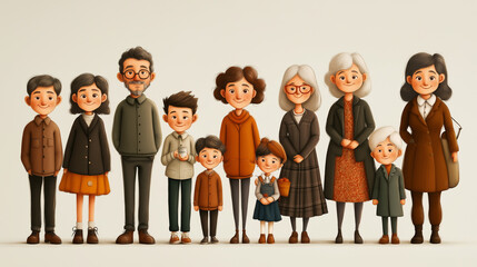 Fototapeta premium Generations Together � Grandparents, parents, and children posing for a multigenerational photo, Family Day,