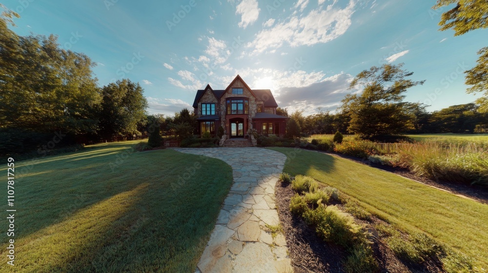 Poster this elegant property features stunning architecture and is surrounded by lush greenery, enhancing i
