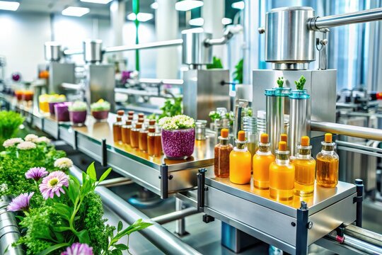 High-tech factory blends advanced machinery with sustainable practices, producing eco-friendly organic cosmetics. Experience innovation in skincare with a focus on environmental responsibility and bea