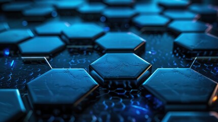 Fototapeta premium photograph of Hexagon with blue light background.