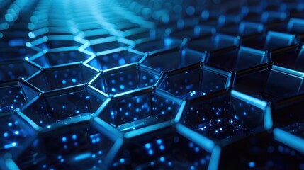 Obraz premium photograph of Hexagon with blue light background.