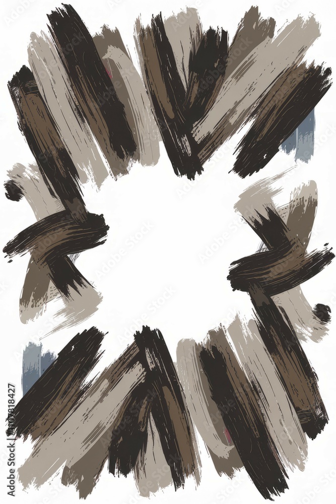 Poster abstract brush strokes frame. artistic brown paint strokes create a unique frame. perfect for design