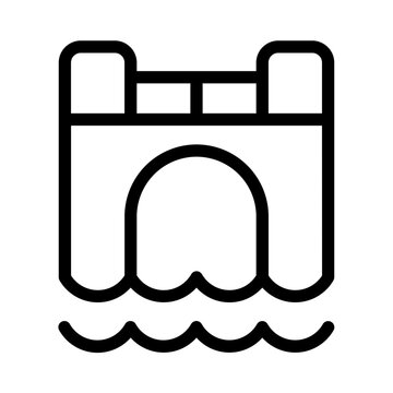 black outline bridge over water clip art preview