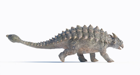 Unique ankylosaurus dinosaur model showcasing intricate details and textures in a minimalist setting for educational or artistic purposes