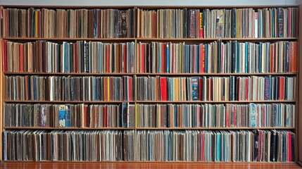Extensive Vinyl Record Collection: A Wall of Musical History