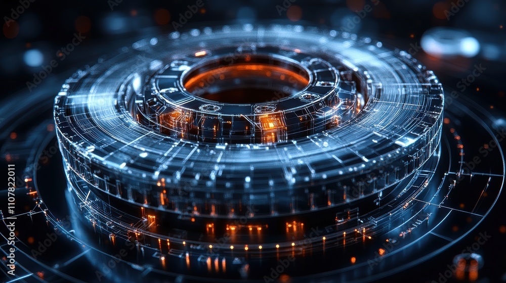 Poster brake disc outline on car dampers 3d rendered in vector format wire frame design the visible and inv
