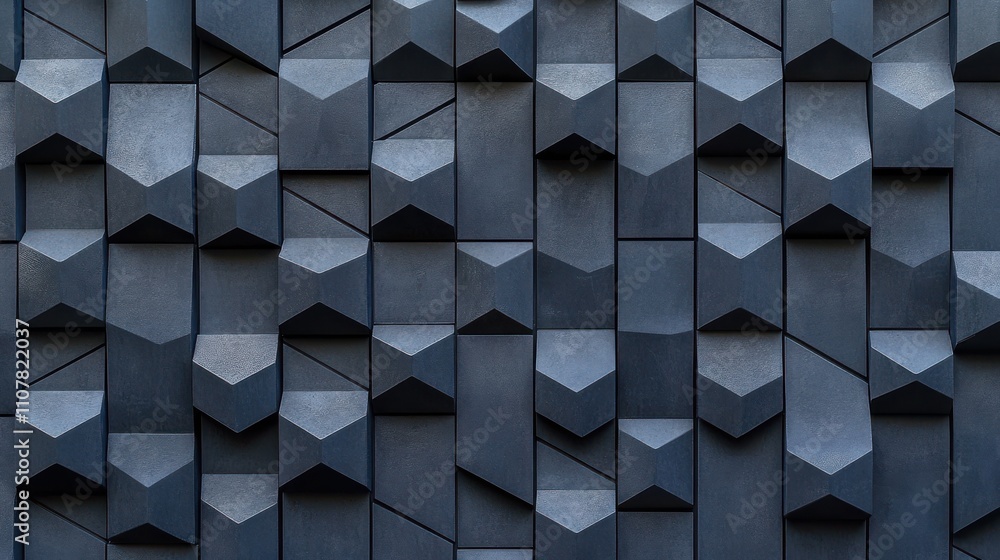 Poster abstract geometric wall design showcasing a modern architectural feature with interlocking shapes in