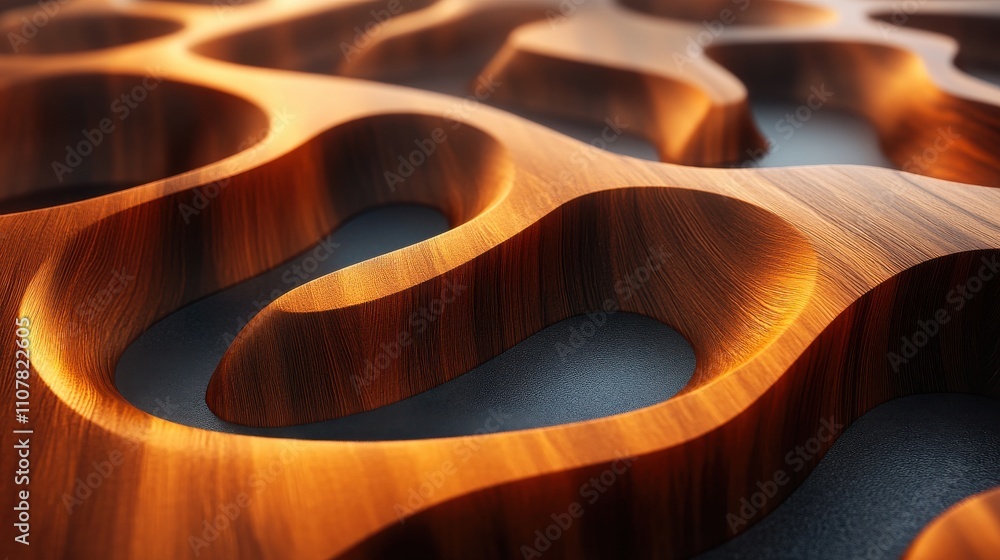 Poster brown geometric curve background 3d rendering