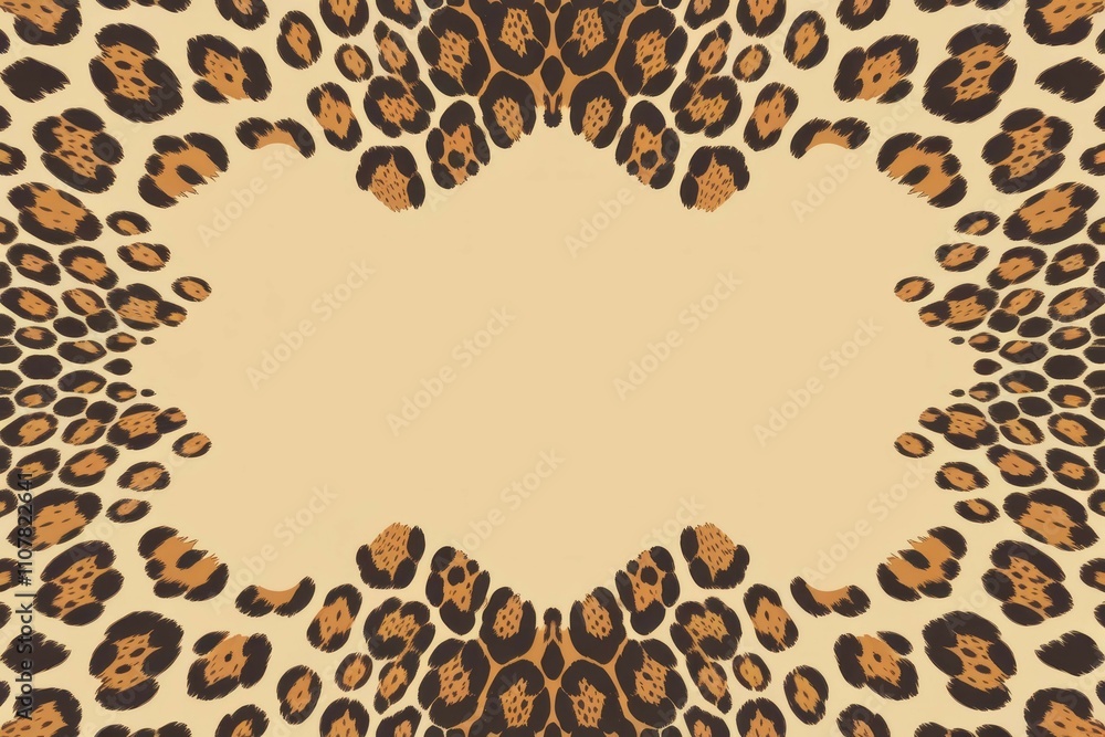 Aufkleber leopard print frame design. elegant beige background framed by a wildcat pattern. perfect for fashio
