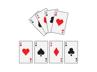 Obraz premium Playing Card Symbols. Poker Card Suit Hearts, Clubs, Spades and Diamonds on White Background
