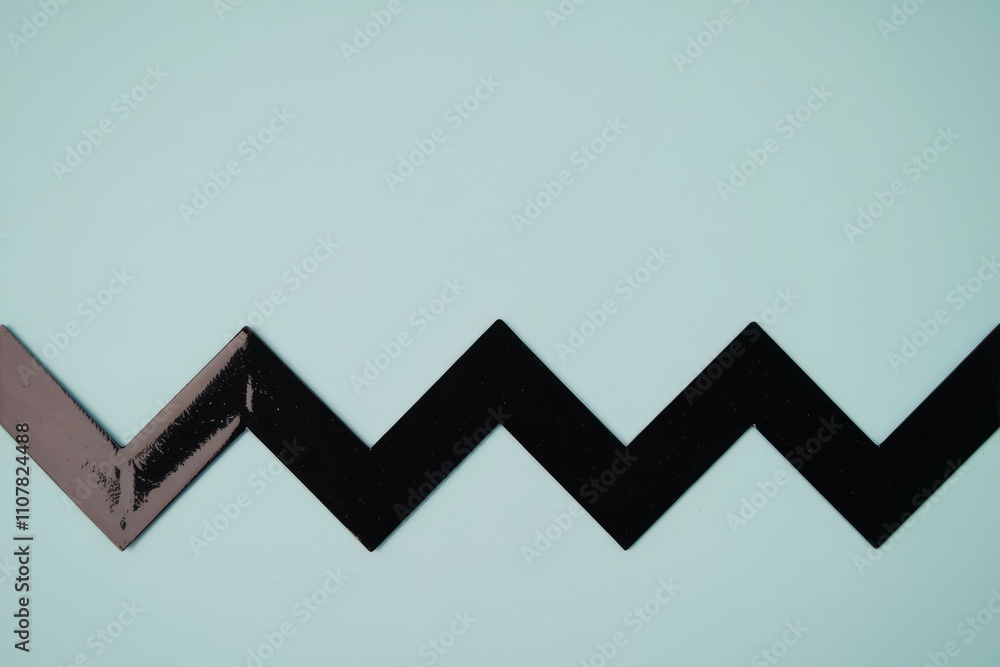 Aufkleber zigzag pattern design. abstract black zigzag line on pale blue background. represents progress, jour