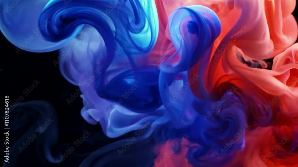 Aufkleber vibrant colors mix and swirl in a dark environment, creating an artistic representation of fluid mot