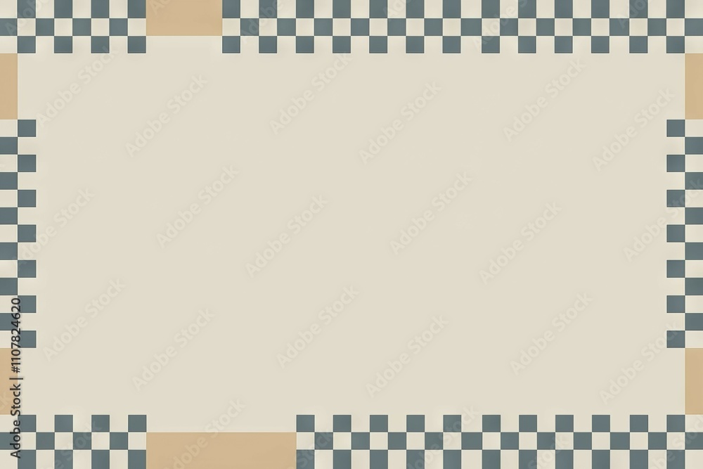 Poster checkered frame beige background. elegant beige backdrop with a stylish checkered border. perfect fo