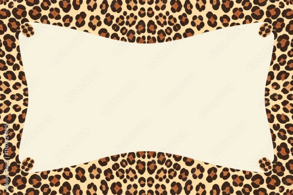 Aufkleber leopard print frame border. elegant beige background with a stylish leopard print frame. perfect for