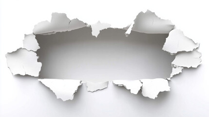 Obraz premium Torn paper edge frame with seamless white background, perfect for creative designs and presentations. texture adds depth and interest to any project