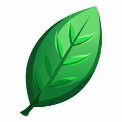 3D Green Leaf Isolated on White Background