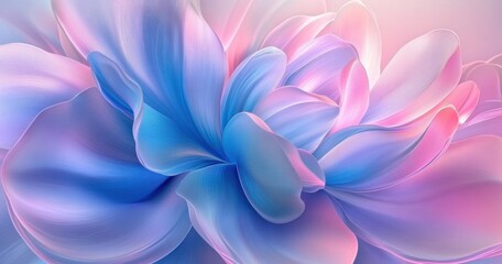 Fototapeta premium Beautiful Lotus Flower with Soft Pastel Colors and Elegant Petals Featuring Shades of Pink and Blue, Perfect for Digital Backgrounds and Artistic Projects