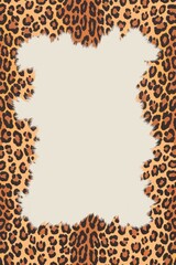 Leopard print frame design. Wild animal print border; perfect for fashion,  texture, or safari themed designs.  Evokes boldness and exotic flair.