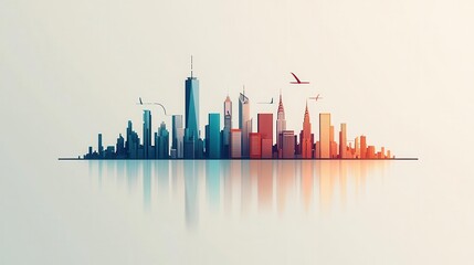 Fototapeta premium Colorful cities depicted in a lowenergy futuristic vision, Power, Efficient urban lifestyle